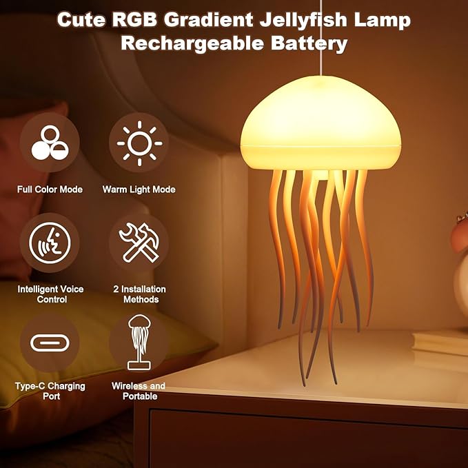 LED Jellyfish Lamp - 3D Ocean Mood Light with Color-Changing Effects