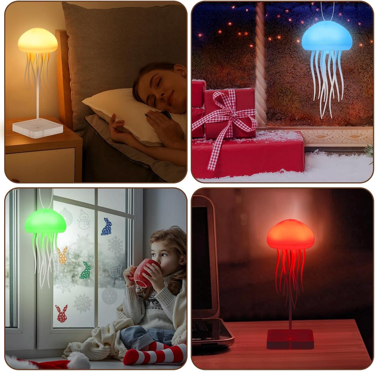 LED Jellyfish Lamp - 3D Ocean Mood Light with Color-Changing Effects