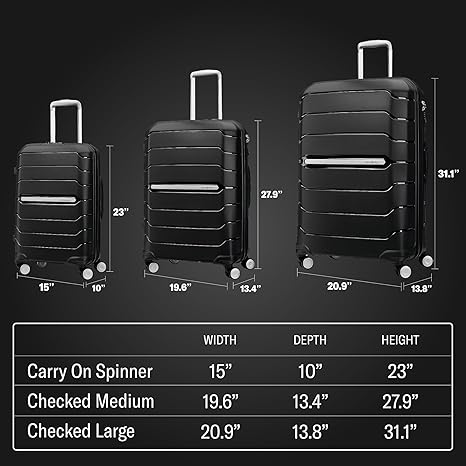 Samsonite Freeform Large Checked Luggage – Lightweight Expandable Hardshell Suitcase with Dual 360° Spinner Wheels & TSA Lock (Airline Approved, Black)