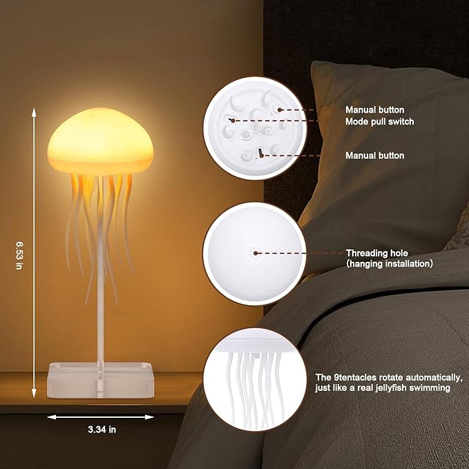 LED Jellyfish Lamp - 3D Ocean Mood Light with Color-Changing Effects