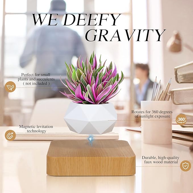 Levitating Air Bonsai Pot – 360° Magnetic Floating Planter for Home & Office Decor | Rotation Flower Pot Suspension for Desk & Living Room