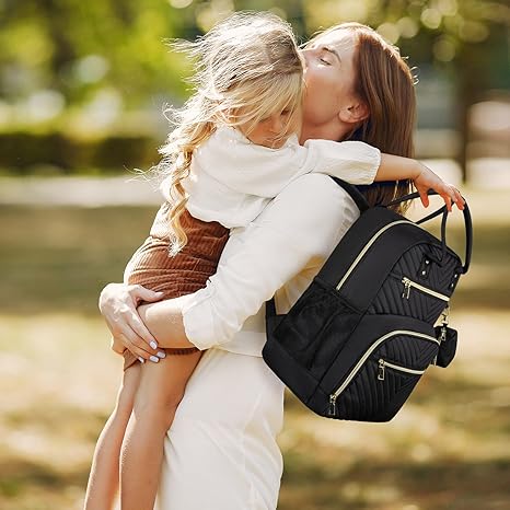 Diaper Bag Backpack – Multipurpose Baby Essentials Travel Backpack with Pacifier Case, Stylish Large Capacity Waterproof Bag for Baby Girl & Boy (M-Black)